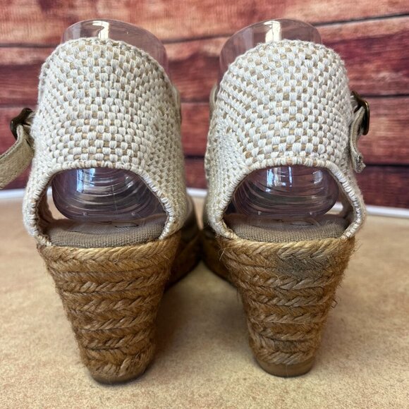 Gaimo Canvas Taupe Platform Wedge Espadrilles Handmade - Picture 5 of 16